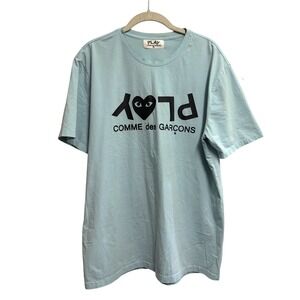 Comme Des Garcons Play Inverted Logo Light Blue T-Shirt Graphic XL